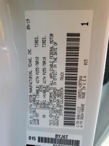 5TFRY5F12LX258934 - 2020 TOYOTA TUNDRA DOUBLE CAB SR/SR5 WHITE photo 13