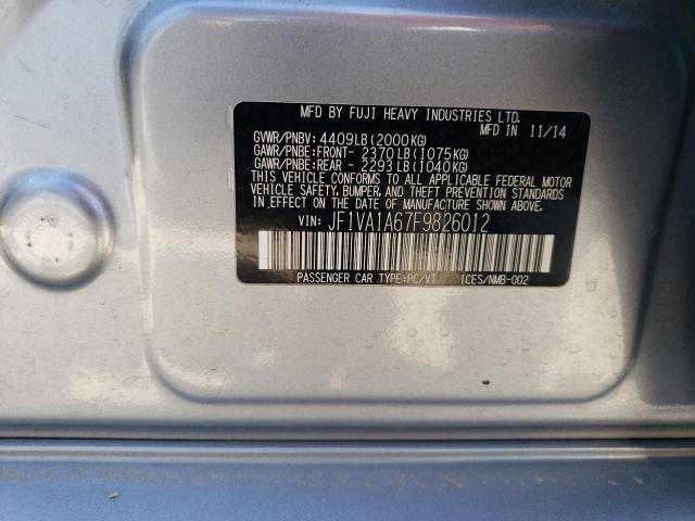 JF1VA1A67F9826012 - 2015 SUBARU WRX SILVER photo 12