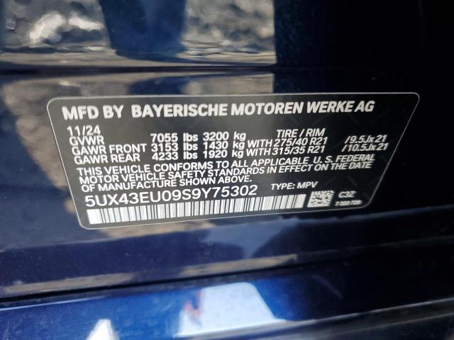 5UX43EU09S9Y75302 - 2025 BMW X5 XDRIVE50E BLUE photo 13
