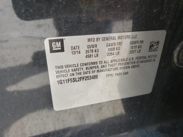 1G11F5SL2FF253486 - 2015 CHEVROLET MALIBU LTZ გრაფიტი ფოტო 12