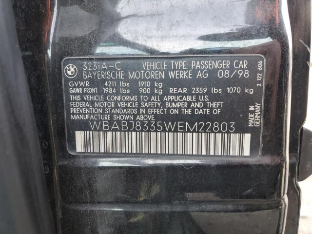 WBABJ8335WEM22803 - 1998 BMW 323 IC AUTOMATIC BLACK photo 12