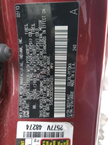 5TDZK3DC5DS344501 - 2013 TOYOTA SIENNA RED photo 14