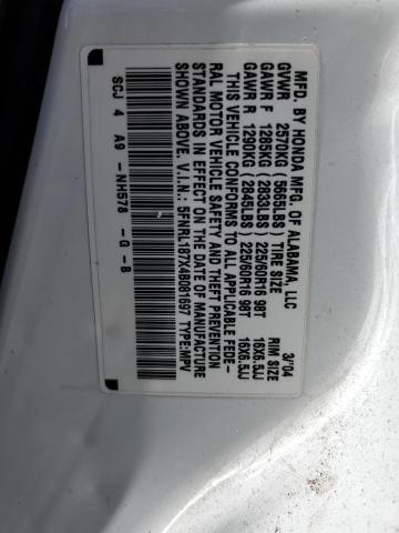 5FNRL187X4B081697 - 2004 HONDA ODYSSEY EXL WHITE photo 13