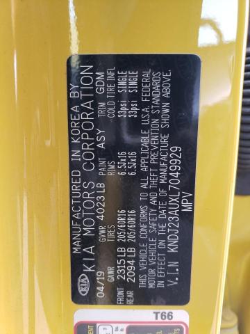 KNDJ23AUXL7049929 - 2020 KIA SOUL LX YELLOW photo 12