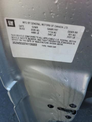 2G2WS522741139203 - 2004 PONTIAC GRAND PRIX GT2 ვერცხლისფერი ფოტო 12