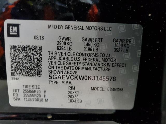 5GAEVCKW0KJ145578 - 2019 BUICK ENCLAVE AVENIR 黑色 照片 13