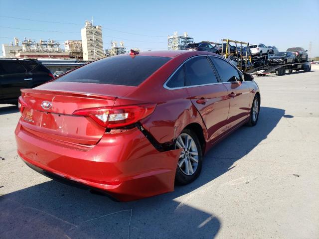 5NPE24AF6HH454049 - 2017 HYUNDAI SONATA SE RED photo 4