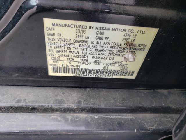 1N4BA41E76C819821 - 2006 NISSAN MAXIMA SE BLACK photo 12