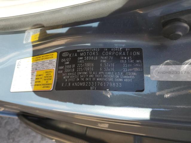 KNDMB233176179833 - 2007 KIA SEDONA EX BLUE photo 12