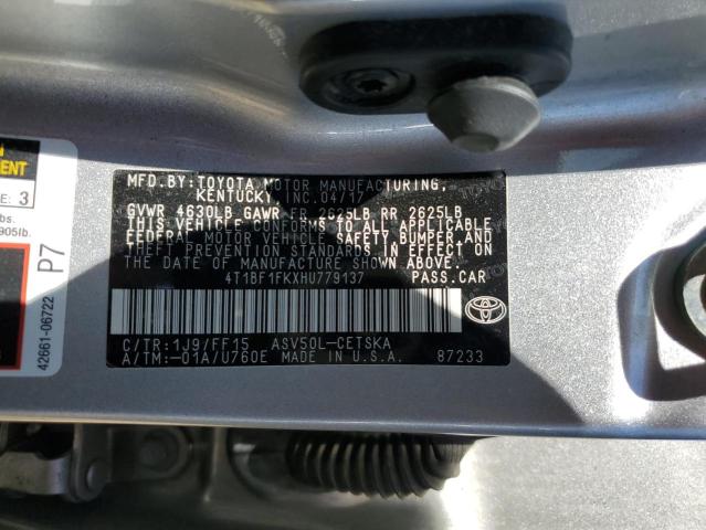 4T1BF1FKXHU779137 - 2017 TOYOTA CAMRY LE SILVER photo 13