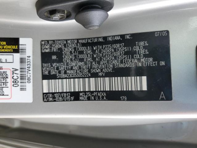 5TDBA23C05S052224 - 2005 TOYOTA SIENNA LE SILVER photo 13