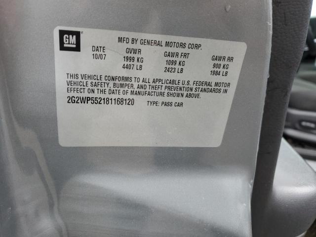 2G2WP552181168120 - 2008 PONTIAC GRAND PRIX 灰色 照片 12