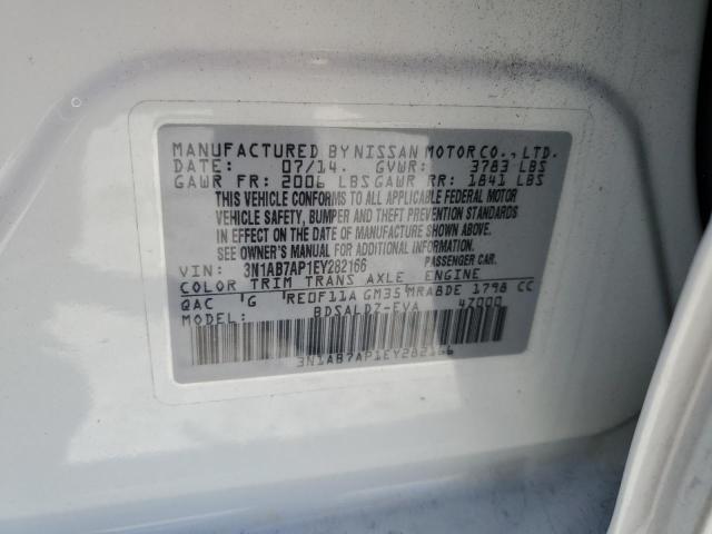 3N1AB7AP1EY282166 - 2014 NISSAN SENTRA S WHITE photo 12