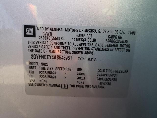 3GYFNEEY4AS543931 - 2010 CADILLAC SRX PERFORMANCE COLLECTION Күміс фото 12