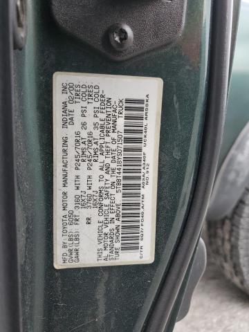 5TBBT4418YS071507 - 2000 TOYOTA TUNDRA ACCESS CAB Vert photo 12
