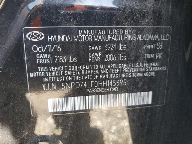 5NPD74LF0HH145395 - 2017 HYUNDAI ELANTRA SE BLACK photo 12