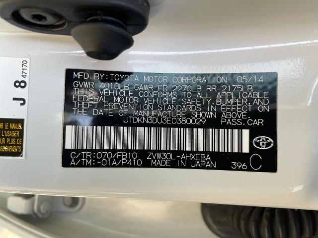 JTDKN3DU3E0380029 - 2014 TOYOTA PRIUS WHITE photo 10