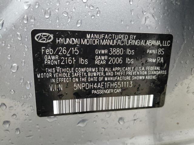 5NPDH4AE1FH651113 - 2015 HYUNDAI ELANTRA SE SILVER photo 13