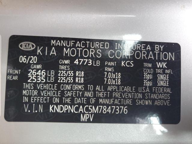 KNDPNCAC5M7847376 - 2021 KIA SPORTAGE EX SILVER photo 13