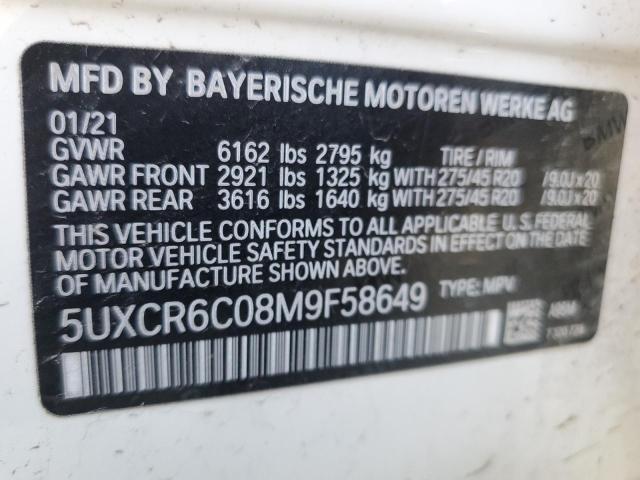 5UXCR6C08M9F58649 - 2021 BMW X5 XDRIVE40I WHITE photo 13