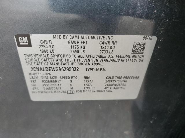 2CNALDEW5A6395832 - 2010 CHEVROLET EQUINOX LT CHARCOAL photo 12