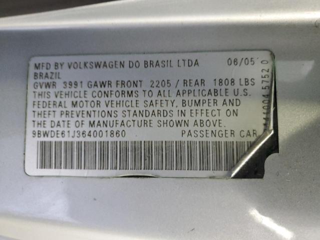 9BWDE61J364001860 - 2006 VOLKSWAGEN GTI SILVER photo 12