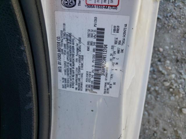 3FAHP07Z59R112704 - 2009 FORD FUSION SE WHITE photo 12