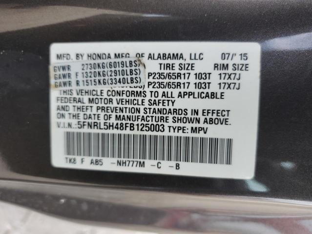 5FNRL5H48FB125003 - 2015 HONDA ODYSSEY EX GRAY photo 13