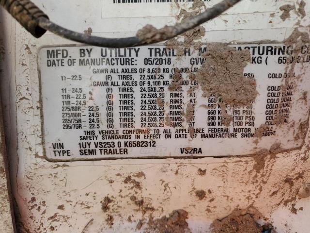 1UYVS2530K6582312 - 2019 UTILITY TRAILER WHITE photo 10