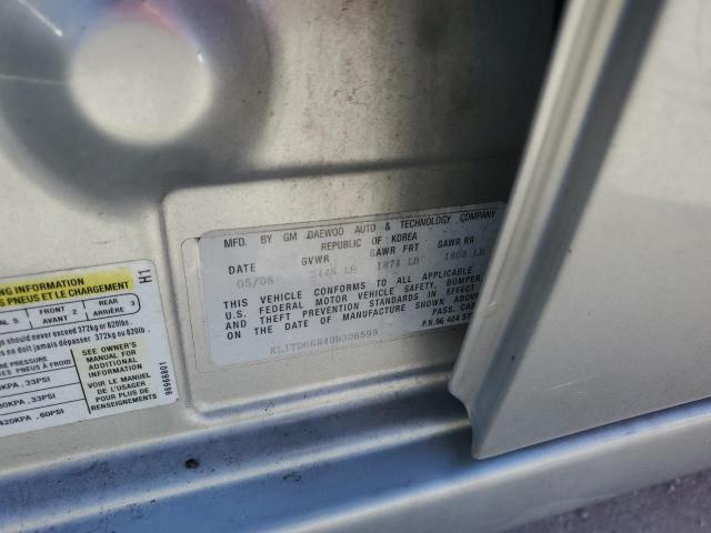 KL1TD66E49B306599 - 2009 CHEVROLET AVEO LS SILVER photo 12