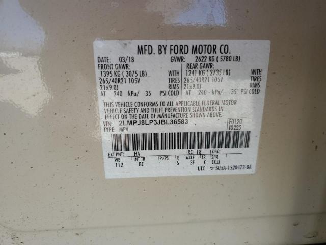 2LMPJ8LP3JBL36583 - 2018 LINCOLN MKX RESERVE Կրեմագույն լուսանկար 13