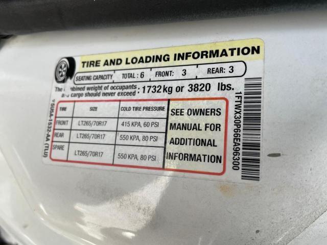 1FTWX30P66EA96300 - 2006 FORD F350 SRW SUPER DUTY WHITE photo 10