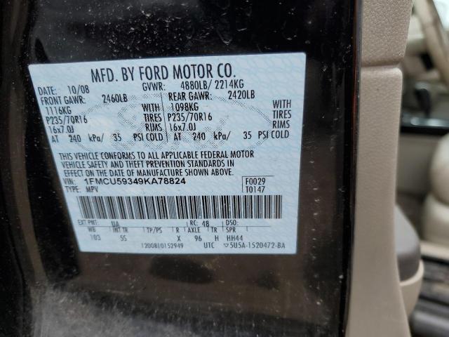 1FMCU59349KA78824 - 2009 FORD ESCAPE HYBRID BLACK photo 13