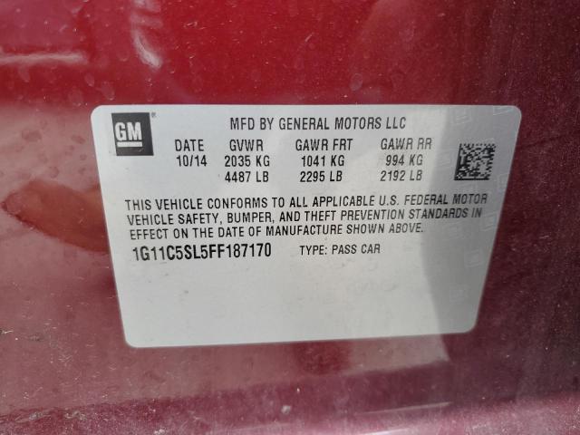 1G11C5SL5FF187170 - 2015 CHEVROLET MALIBU 1LT 栗色 照片 12