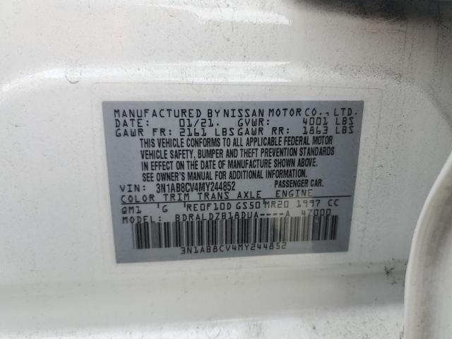 3N1AB8CV4MY244852 - 2021 NISSAN SENTRA SV WHITE photo 12