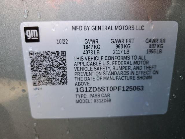 1G1ZD5ST0PF125063 - 2023 CHEVROLET MALIBU LT SILVER photo 12