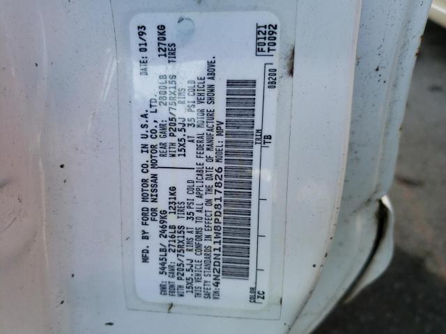 4N2DN11W8PD817826 - 1993 NISSAN QUEST BASE WHITE photo 13