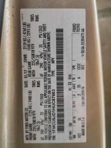 1FMCU9JD1HUC87663 - 2017 FORD ESCAPE TITANIUM 米色 照片 13