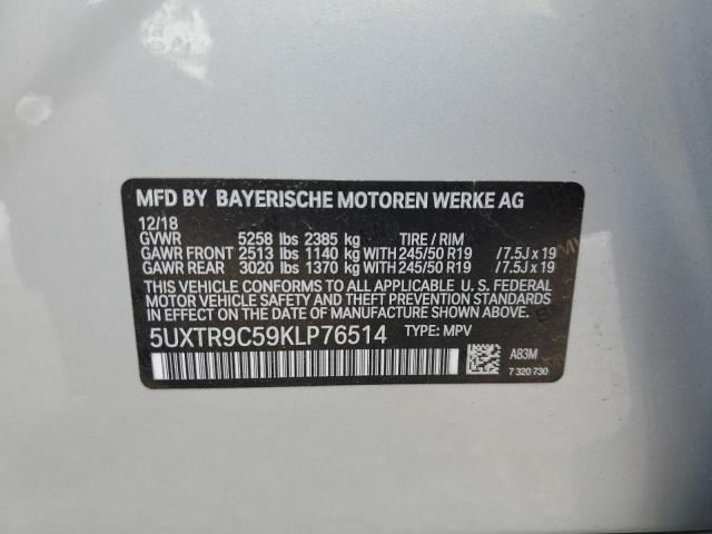 5UXTR9C59KLP76514 - 2019 BMW X3 XDRIVE30I SILVER photo 14