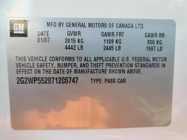 2G2WP552871206747 - 2007 PONTIAC GRAND PRIX 白色 照片 12