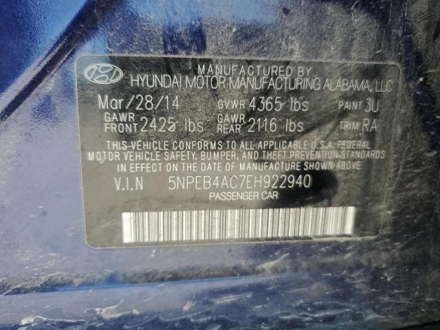 5NPEB4AC7EH922940 - 2014 HYUNDAI SONATA GLS BLUE photo 13