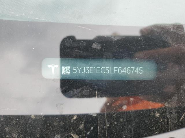 5YJ3E1EC5LF646745 - 2020 TESLA MODEL 3 BLACK photo 13