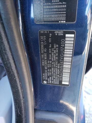 WBADM6347YGU17400 - 2000 BMW 528 I AUTOMATIC BLUE photo 12