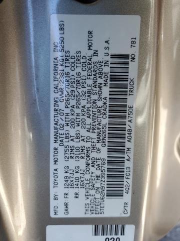 5TETU62N97Z395769 - 2007 TOYOTA TACOMA PRERUNNER ACCESS CAB TAN photo 13