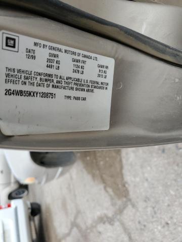 2G4WB55KXY1208751 - 2000 BUICK REGAL LS 金色 照片 11