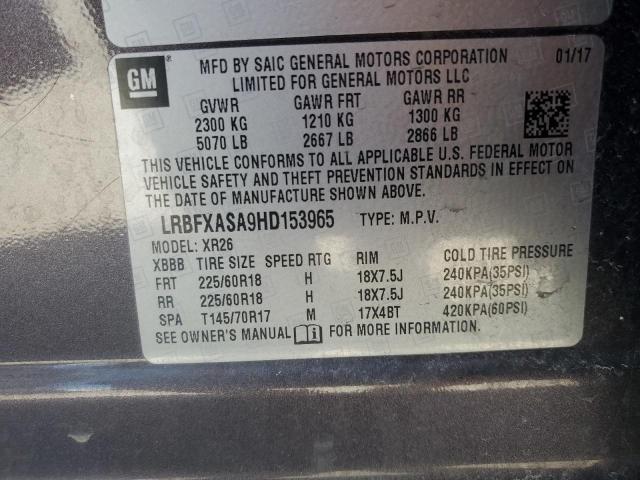 LRBFXASA9HD153965 - 2017 BUICK ENVISION PREFERRED ყავისფერი ფოტო 13
