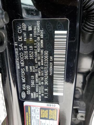 3KPA24AD7LE330690 - 2020 KIA RIO LX BLACK photo 12