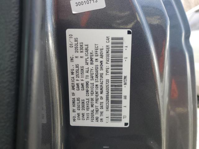 1HGCS2B89AA005720 - 2010 HONDA ACCORD EXL GRAY photo 12
