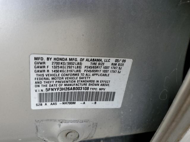 5FNYF3H26AB003108 - 2010 HONDA PILOT LX SILVER photo 13