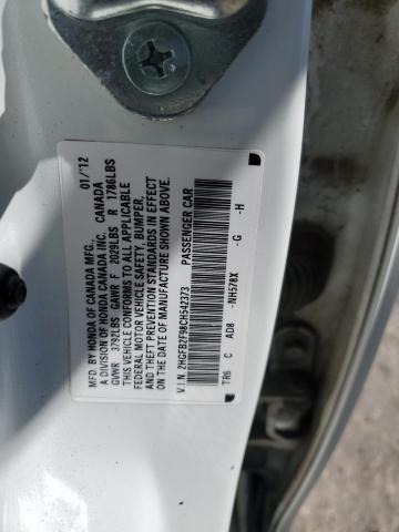 2HGFB2F98CH542373 - 2012 HONDA CIVIC EXL WHITE photo 12